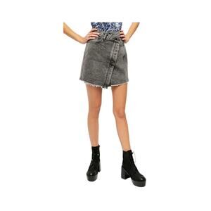WE THE FREE Womens Black Frayed Mini Wrap Skirt . Size: 24